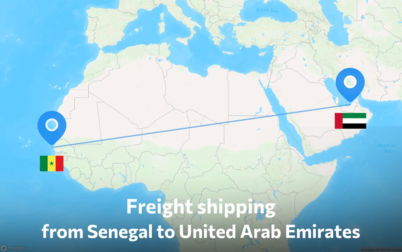 Shipping route from Senegal to United Arab Emirates
