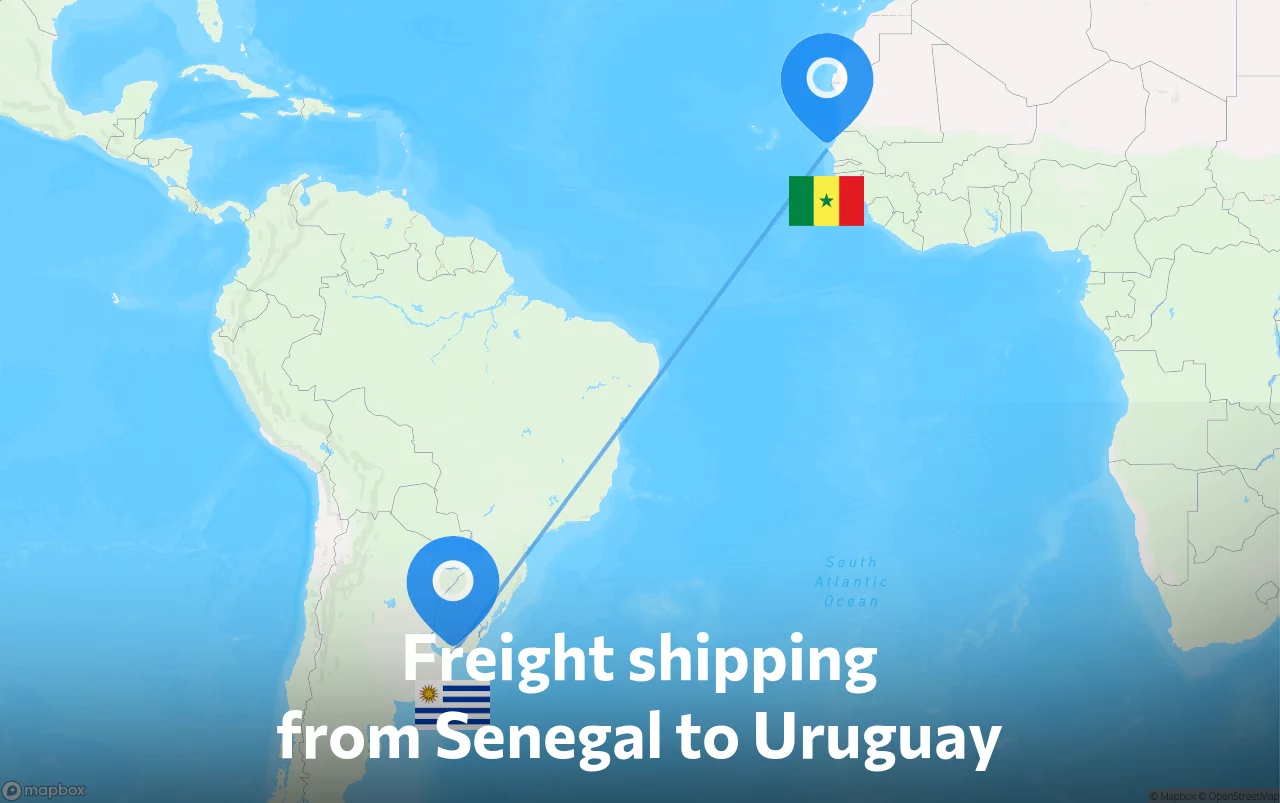Shipping route from Senegal to Uruguay