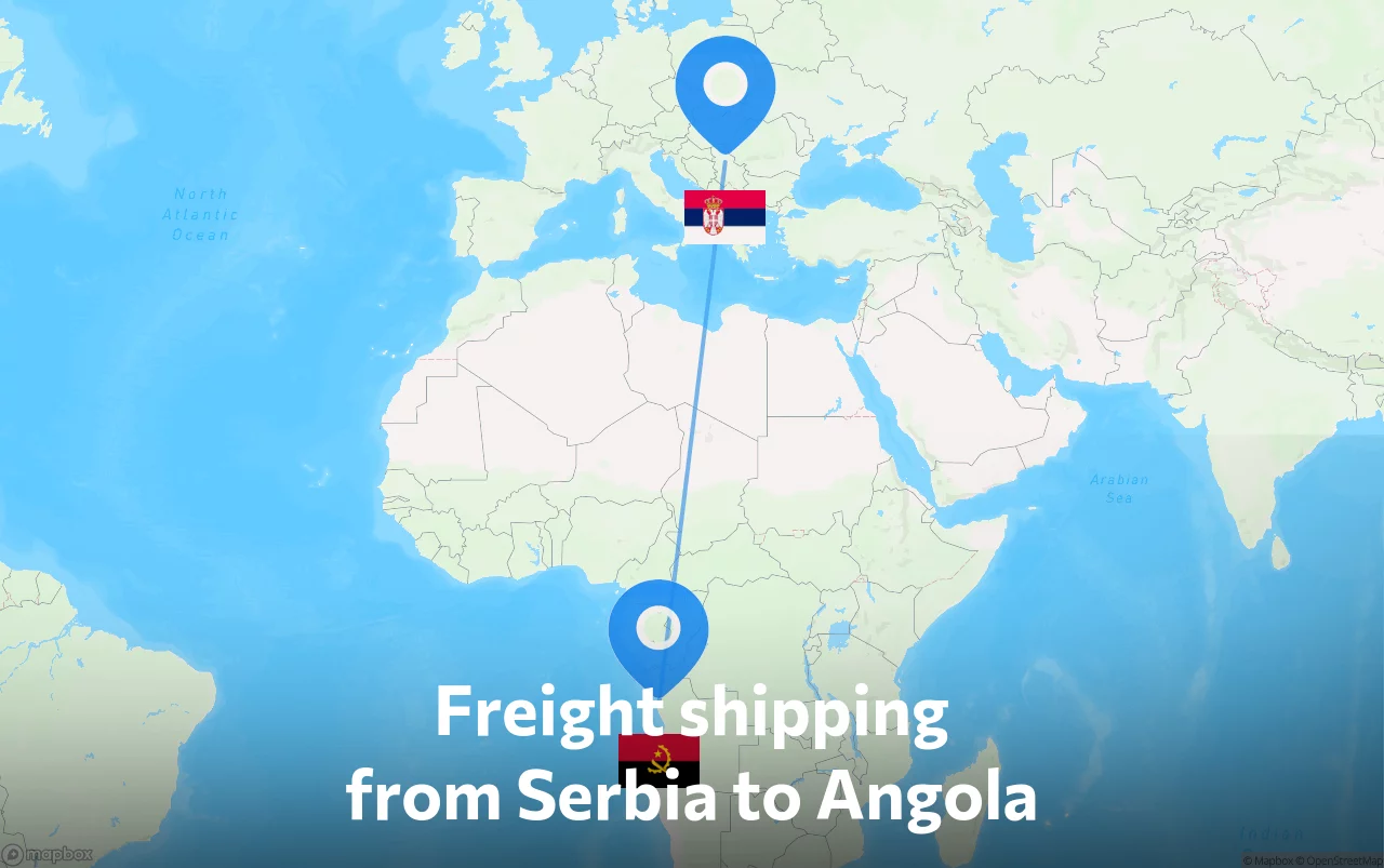 Shipping route from Serbia to Angola