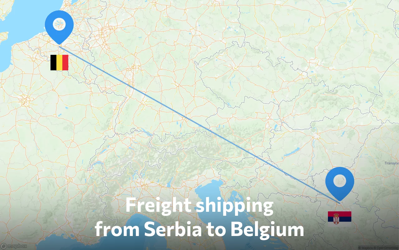 Shipping route from Serbia to Belgium