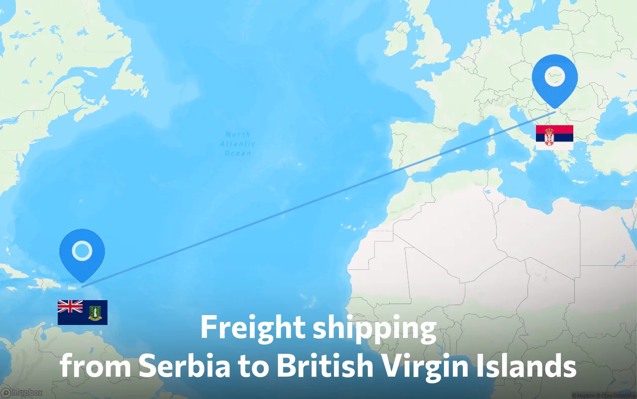 Shipping route from Serbia to British Virgin Islands