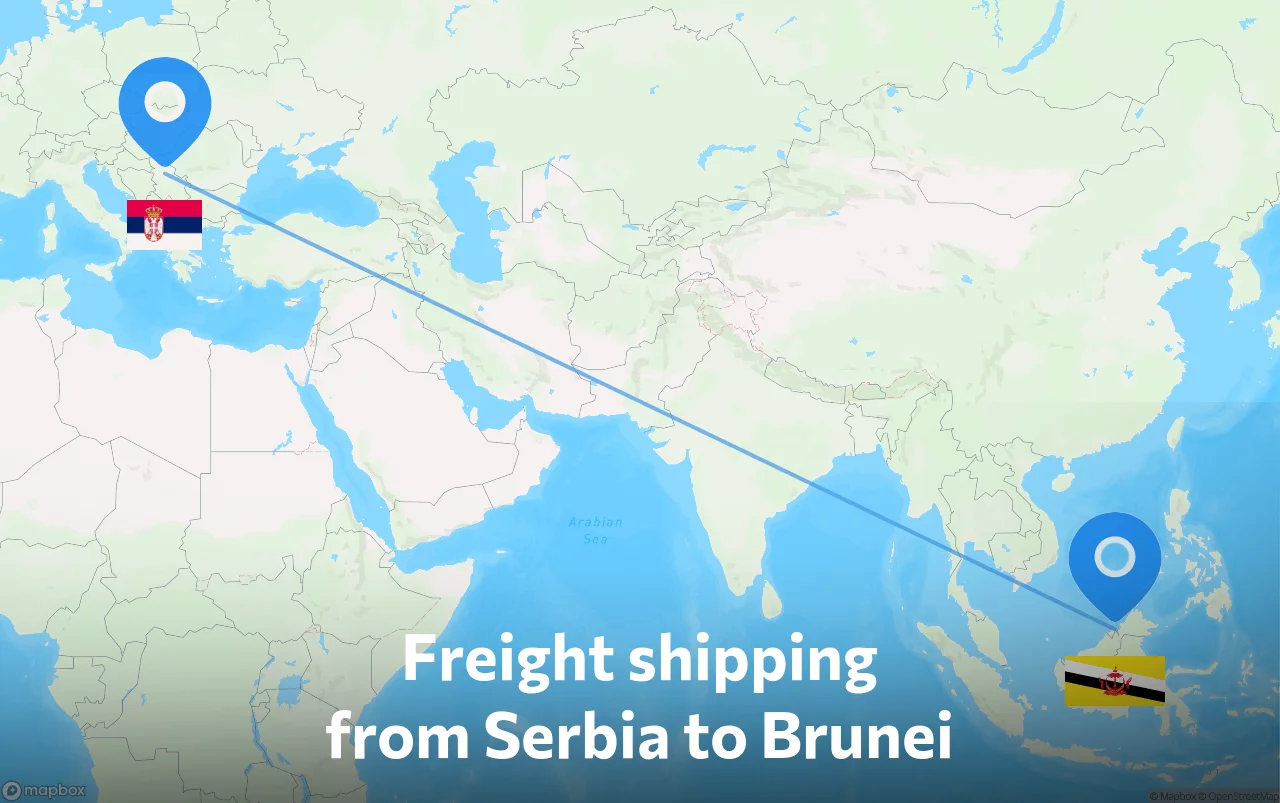 Shipping route from Serbia to Brunei