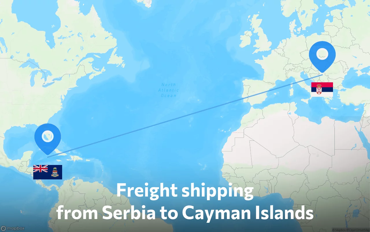 Shipping route from Serbia to Cayman Islands