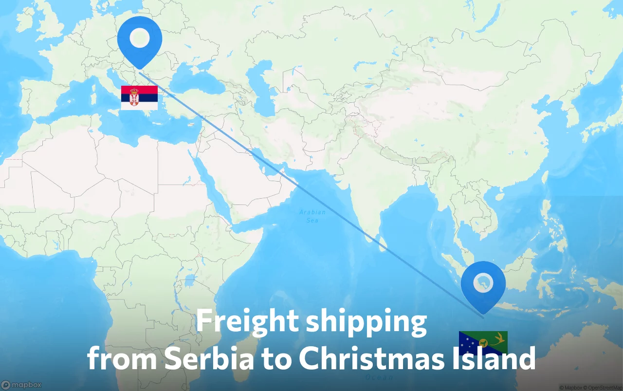 Shipping route from Serbia to Christmas Island