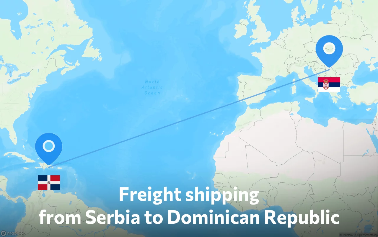 Shipping route from Serbia to Dominican Republic