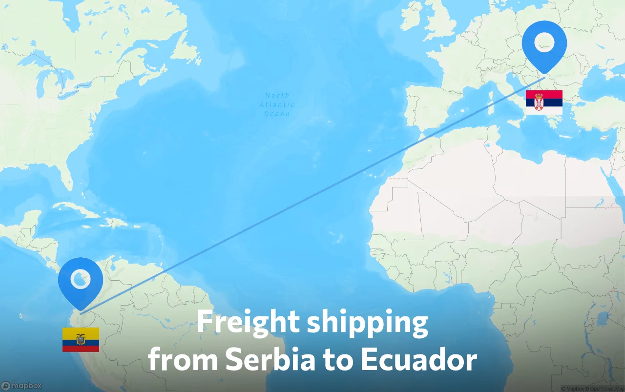 Shipping route from Serbia to Ecuador