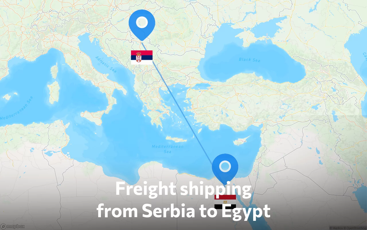 Shipping route from Serbia to Egypt