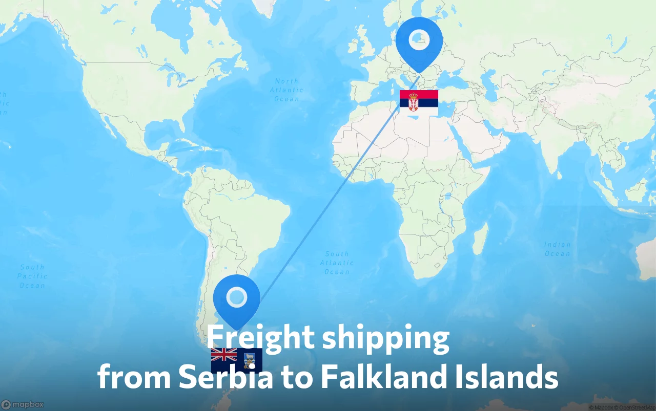 Shipping route from Serbia to Falkland Islands