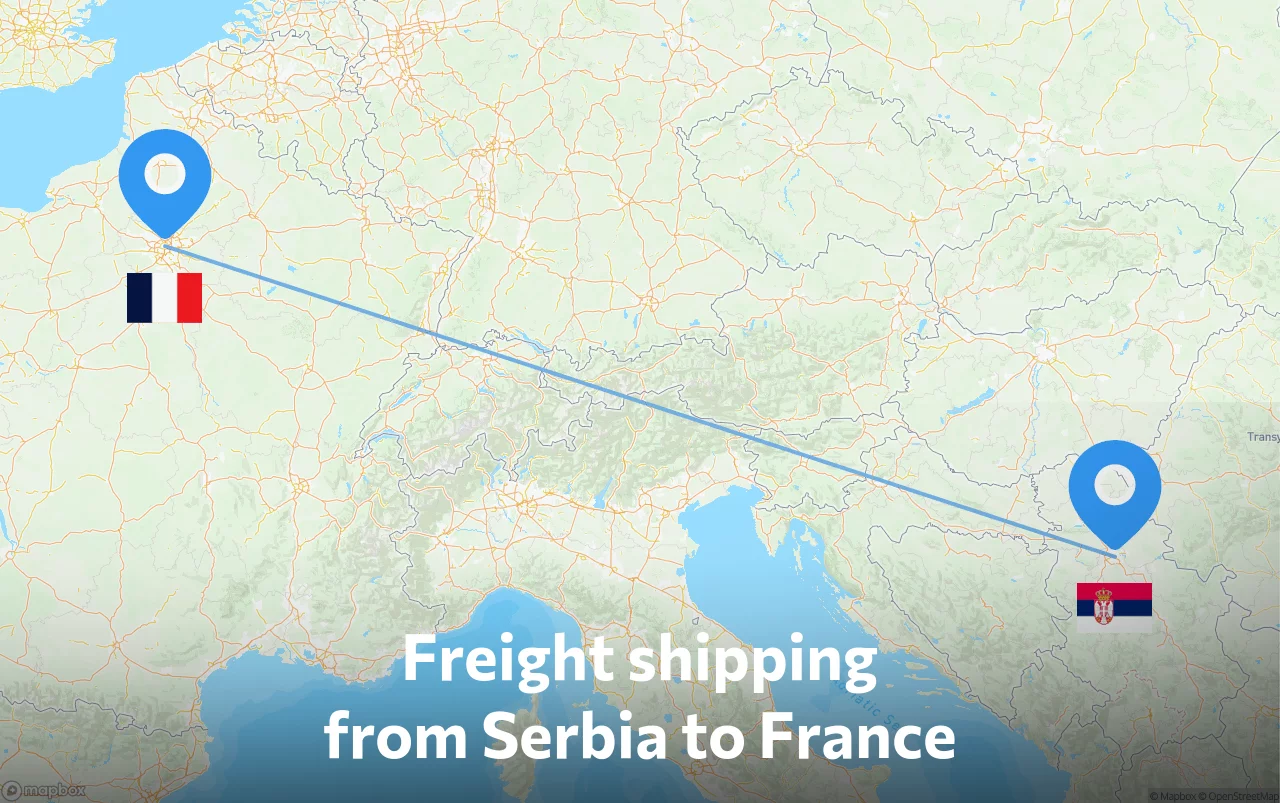 Shipping route from Serbia to France