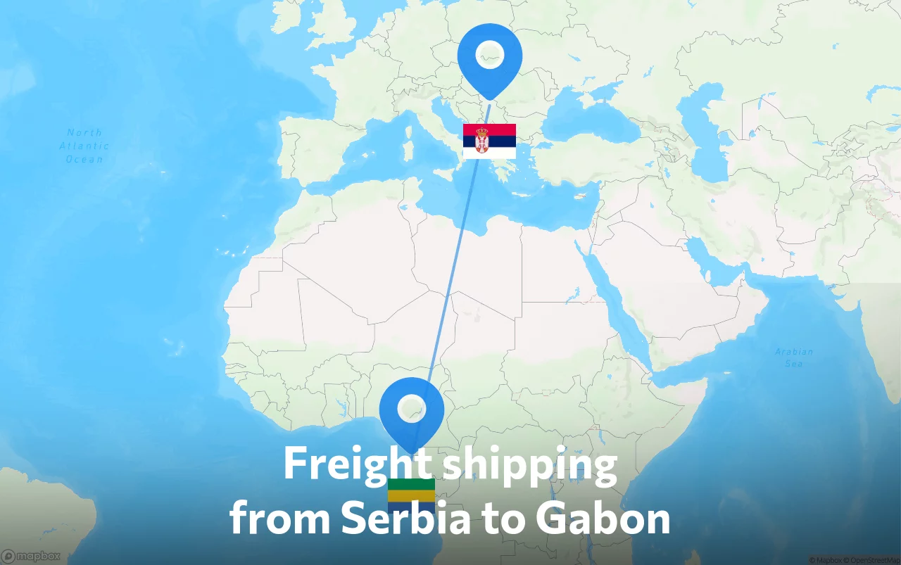 Shipping route from Serbia to Gabon