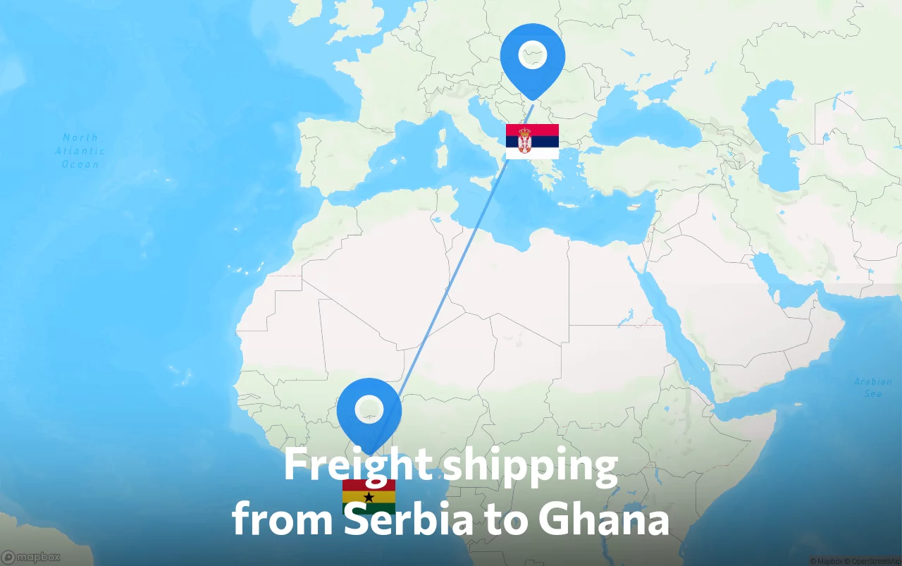 Shipping route from Serbia to Ghana