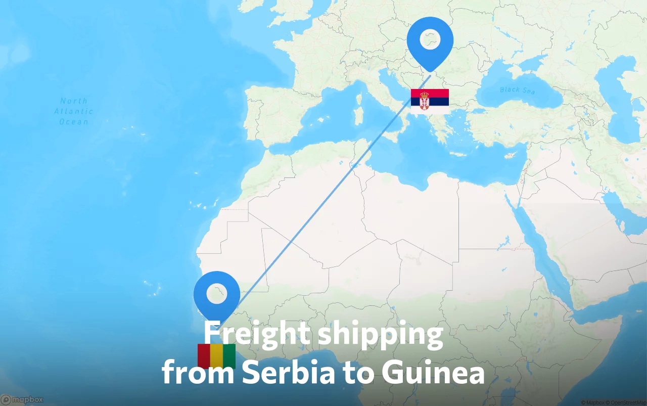 Shipping route from Serbia to Guinea