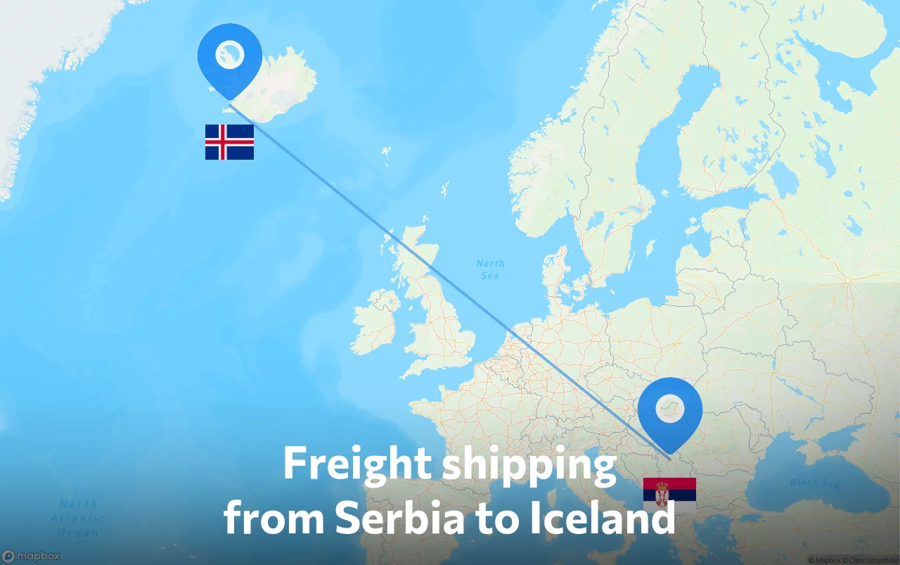 Shipping route from Serbia to Iceland