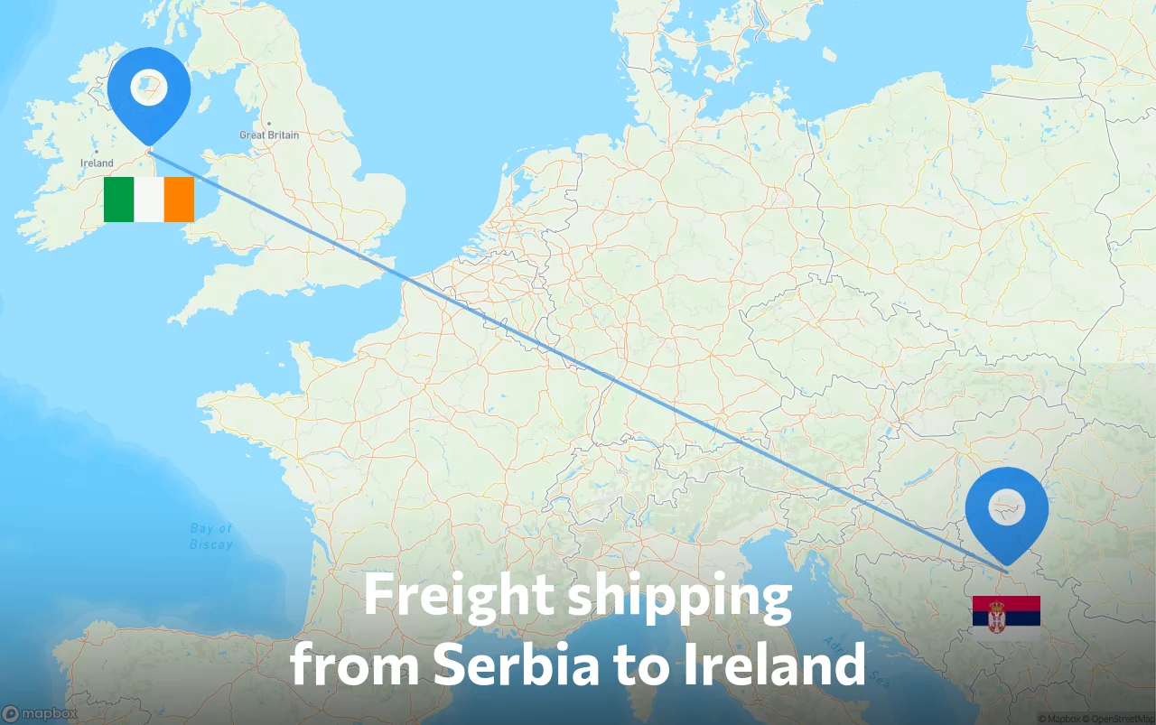 Shipping route from Serbia to Ireland