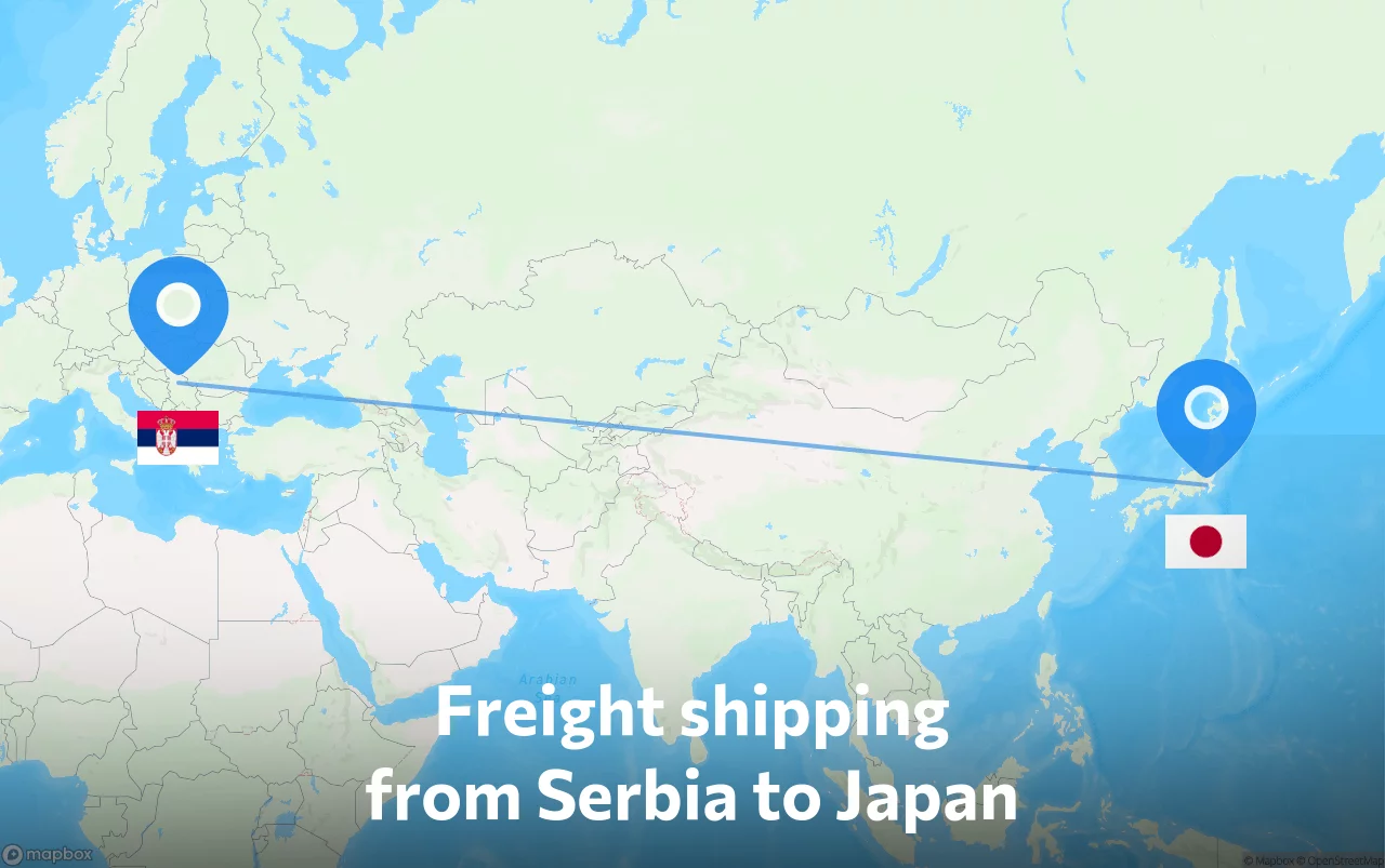 Shipping route from Serbia to Japan