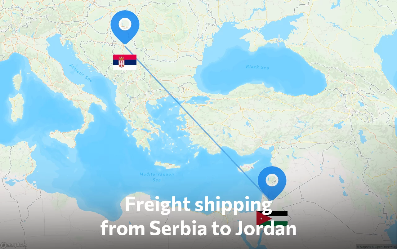 Shipping route from Serbia to Jordan