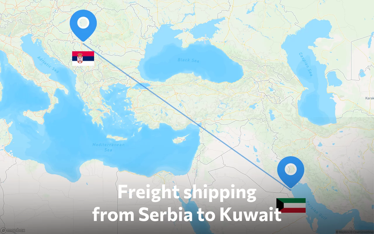 Shipping route from Serbia to Kuwait