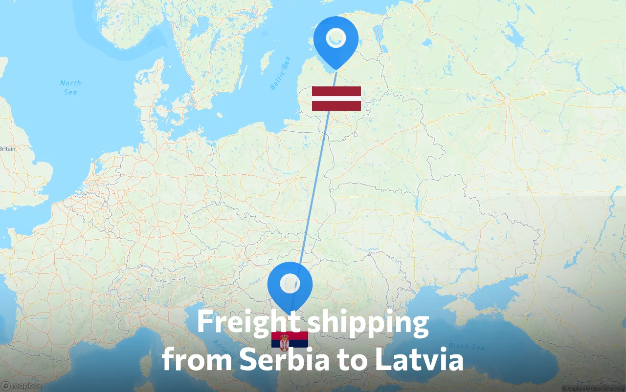 Shipping route from Serbia to Latvia