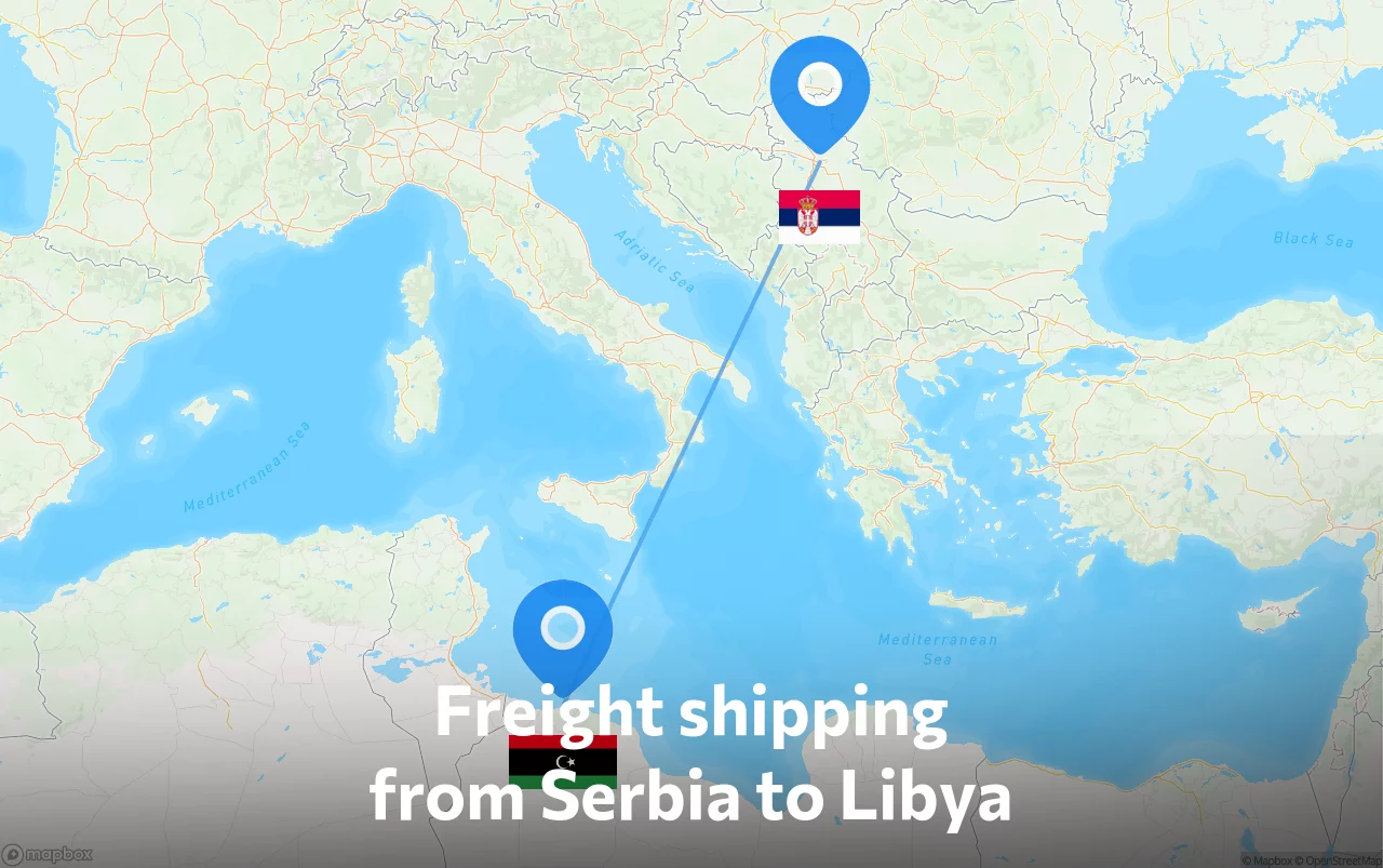 Shipping route from Serbia to Libya