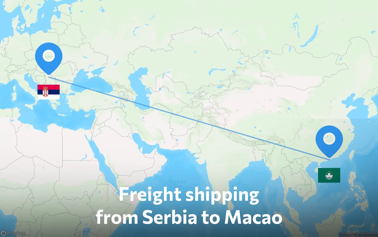 Shipping route from Serbia to Macao