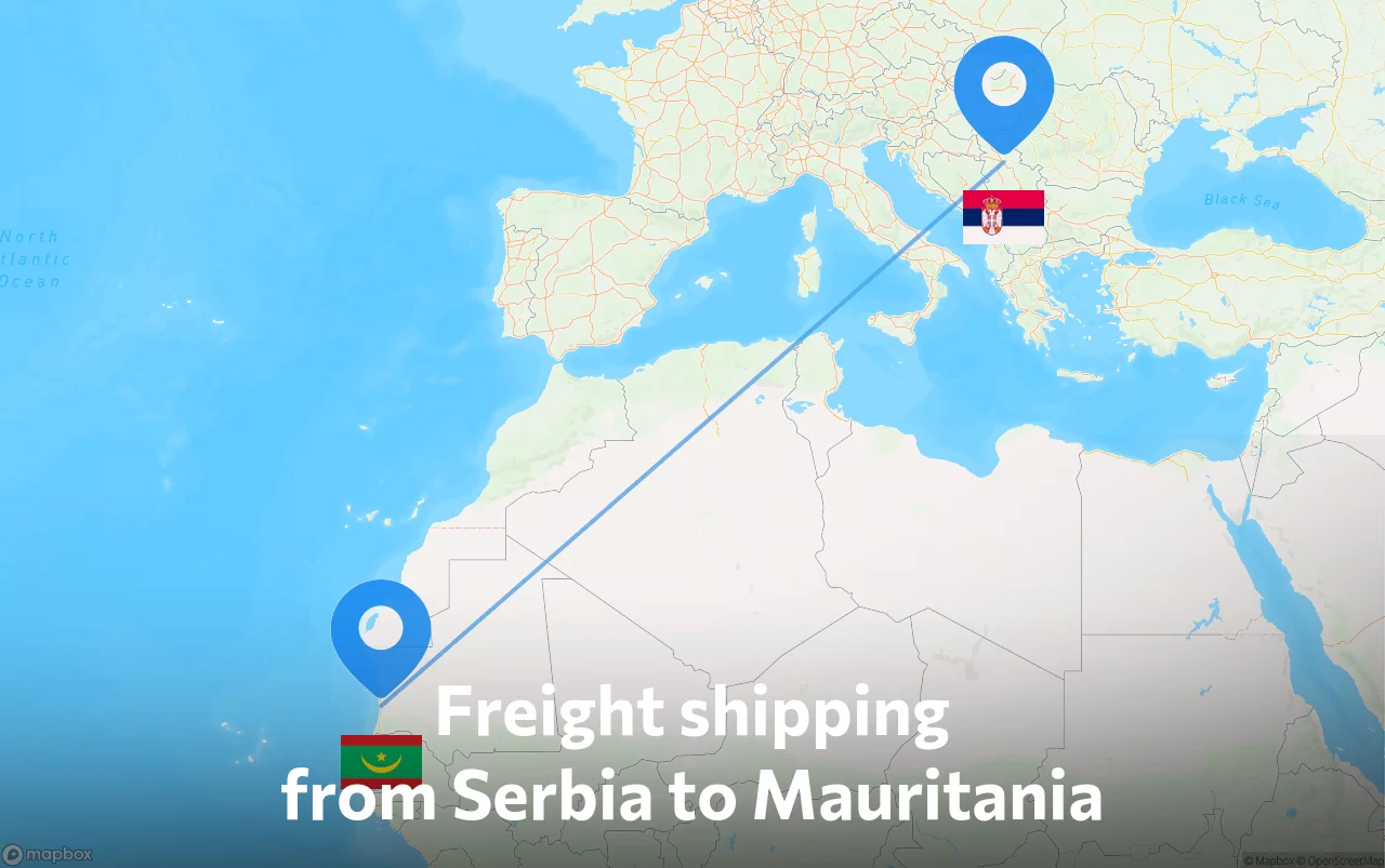 Shipping route from Serbia to Mauritania