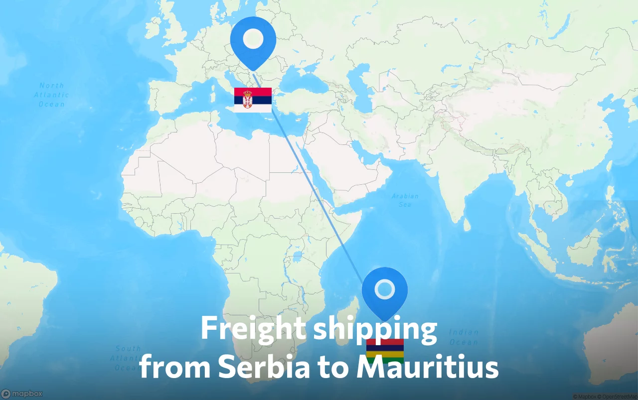 Shipping route from Serbia to Mauritius