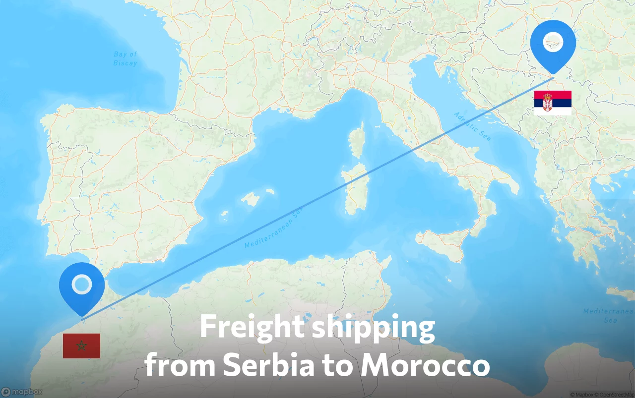 Shipping route from Serbia to Morocco