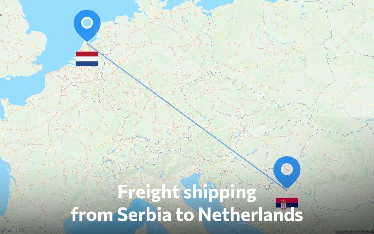 Shipping route from Serbia to Netherlands