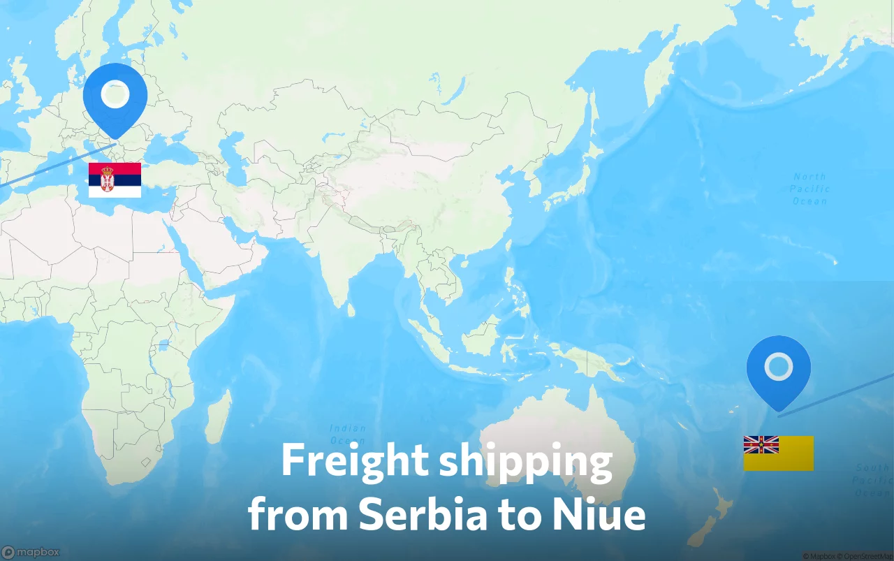 Shipping route from Serbia to Niue