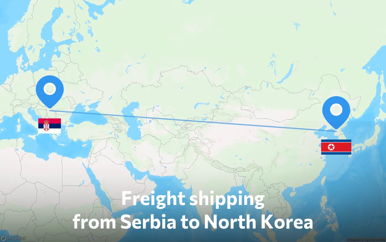 Shipping route from Serbia to North Korea