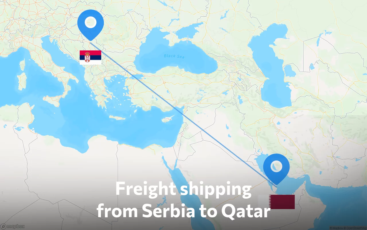 Shipping route from Serbia to Qatar