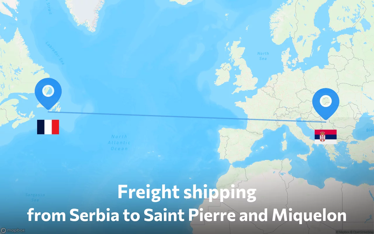 Shipping route from Serbia to Saint Pierre and Miquelon
