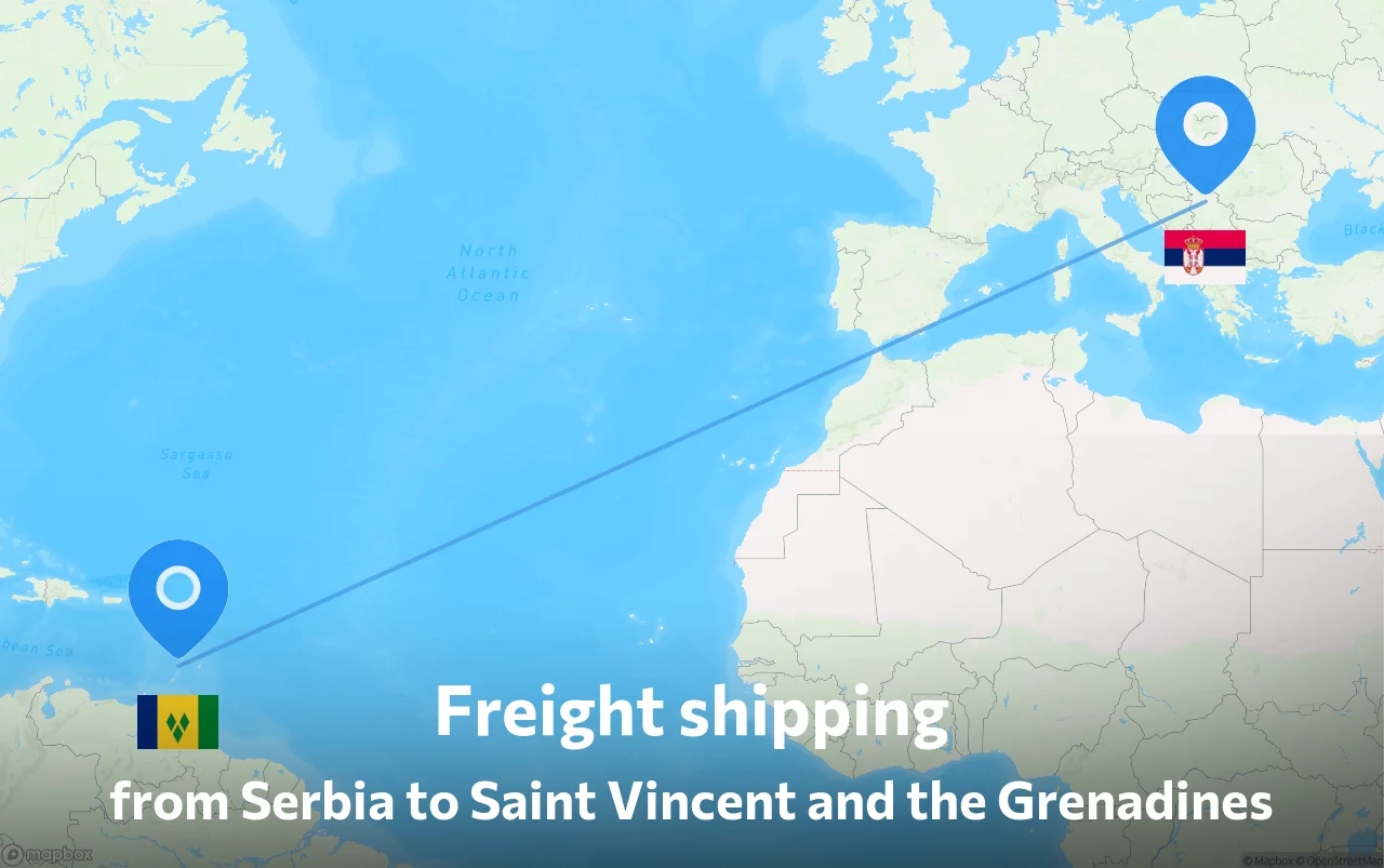 Shipping route from Serbia to Saint Vincent and the Grenadines