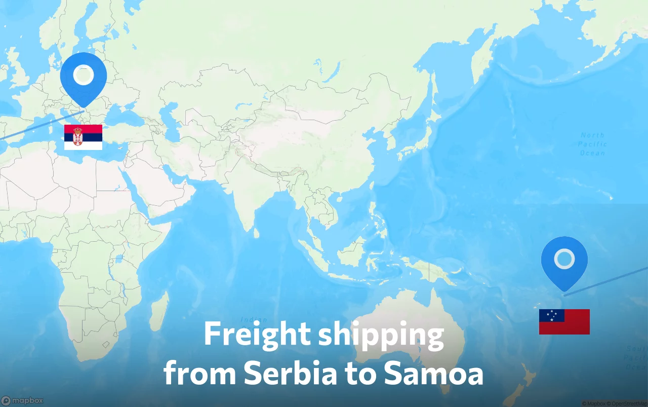 Shipping route from Serbia to Samoa