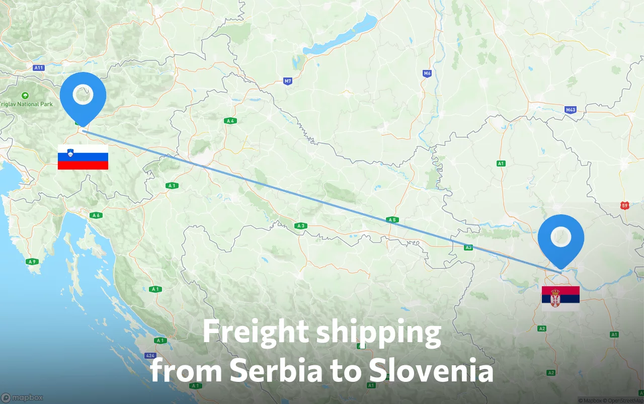Shipping route from Serbia to Slovenia