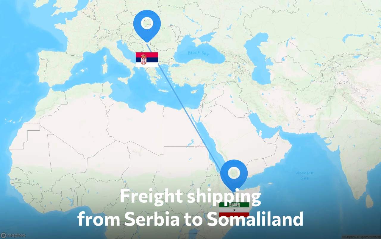 Shipping route from Serbia to Somaliland
