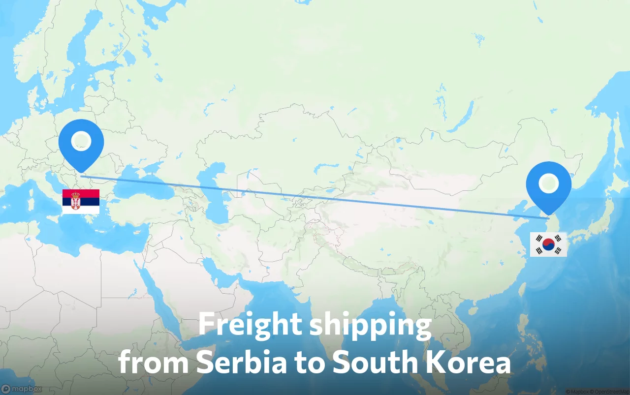 Shipping route from Serbia to South Korea