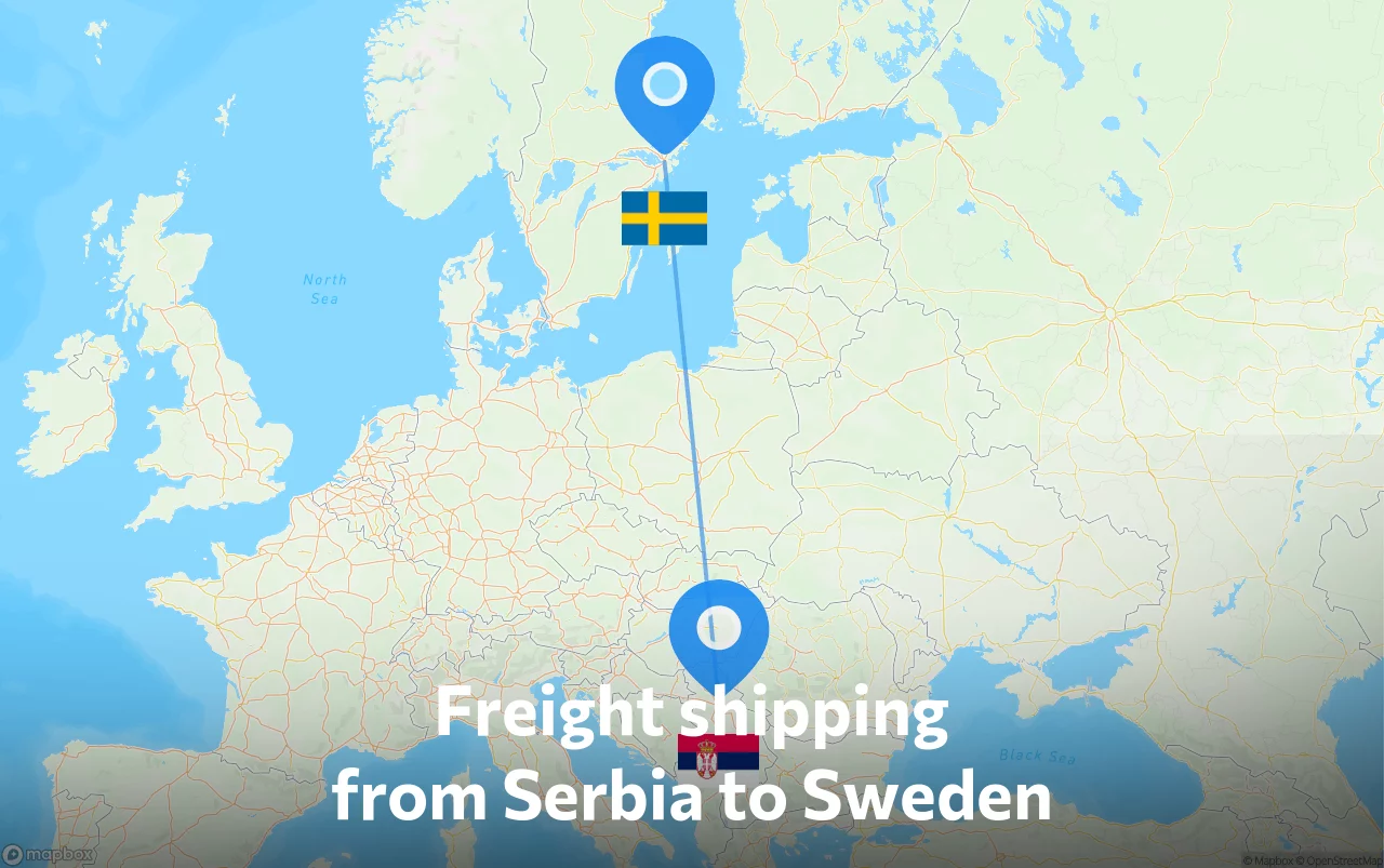 Shipping route from Serbia to Sweden