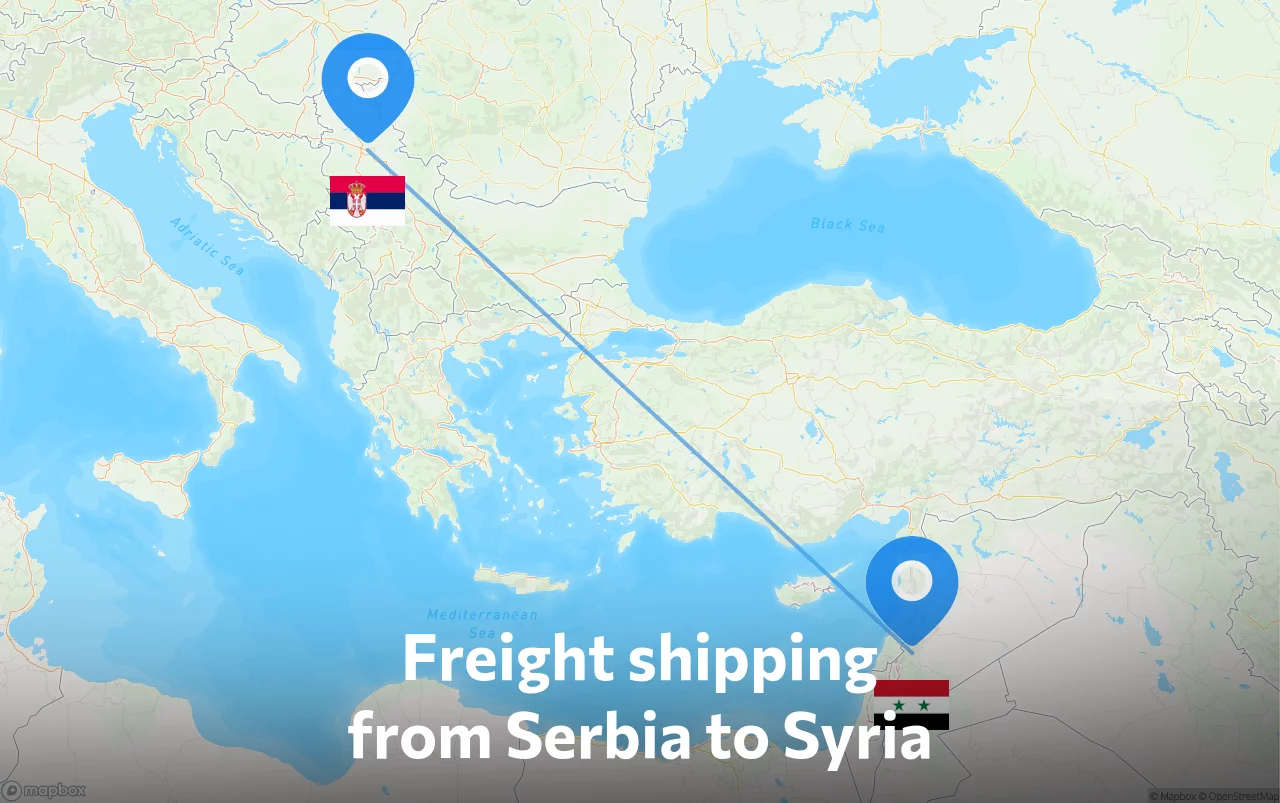 Shipping route from Serbia to Syria