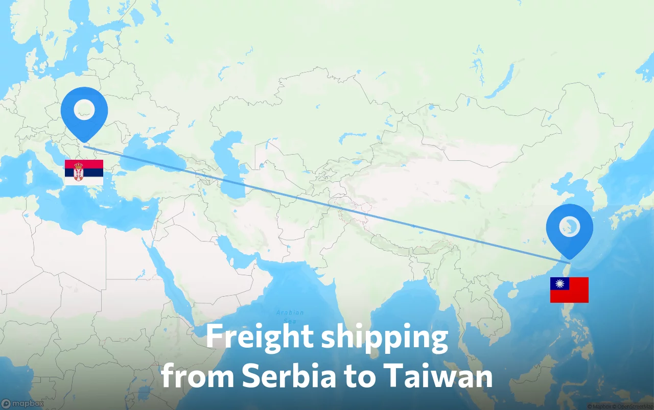 Shipping route from Serbia to Taiwan
