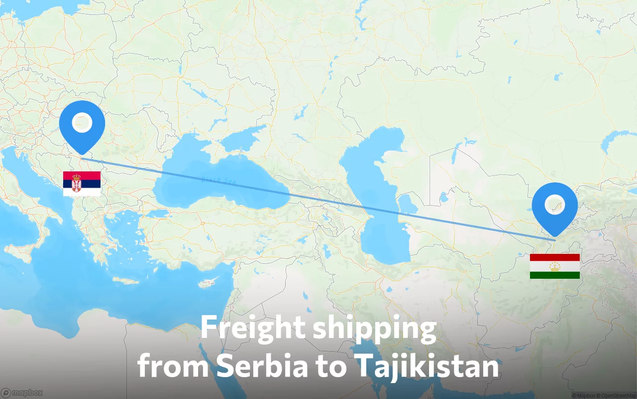 Shipping route from Serbia to Tajikistan