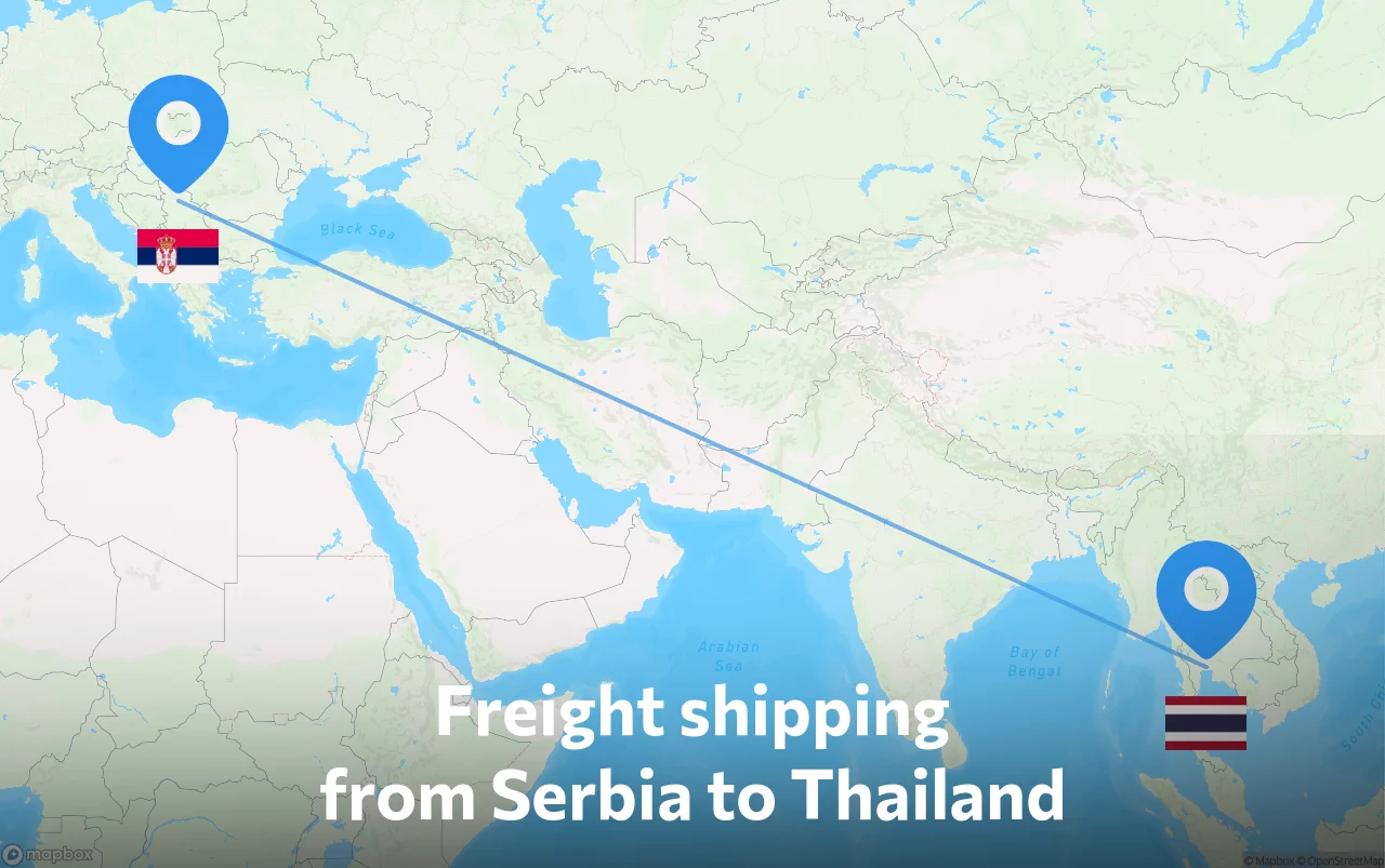 Shipping route from Serbia to Thailand