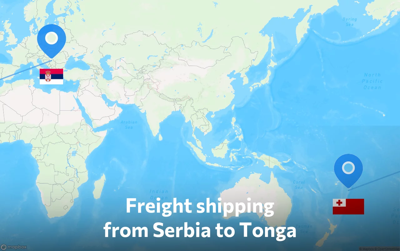 Shipping route from Serbia to Tonga