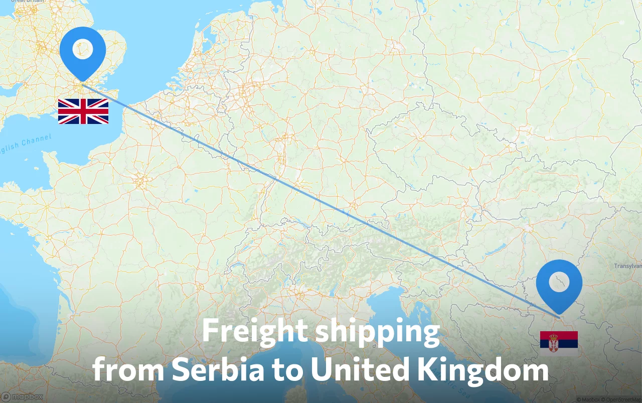 Shipping route from Serbia to United Kingdom