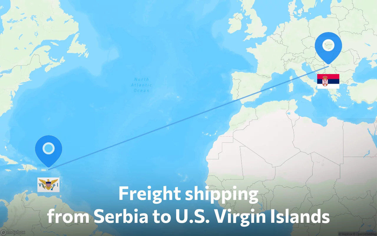 Shipping route from Serbia to U.S. Virgin Islands
