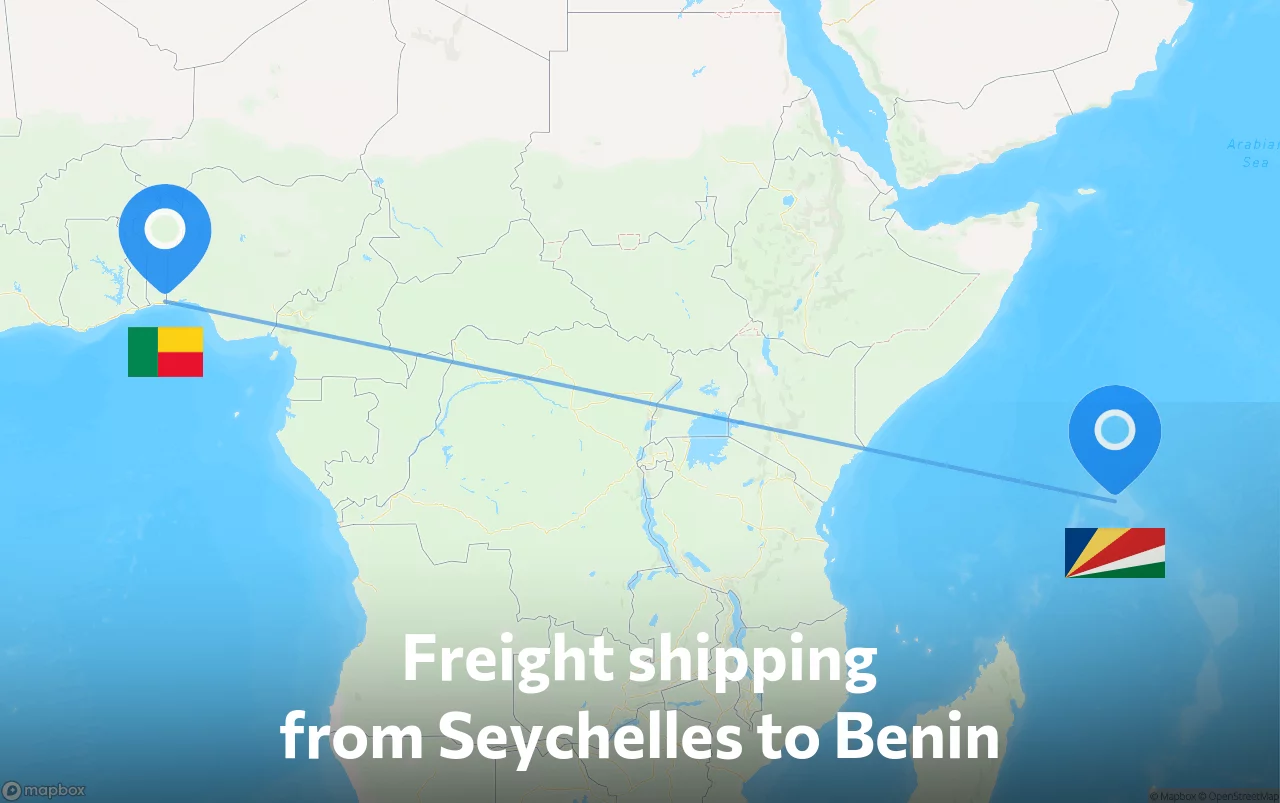 Shipping route from Seychelles to Benin