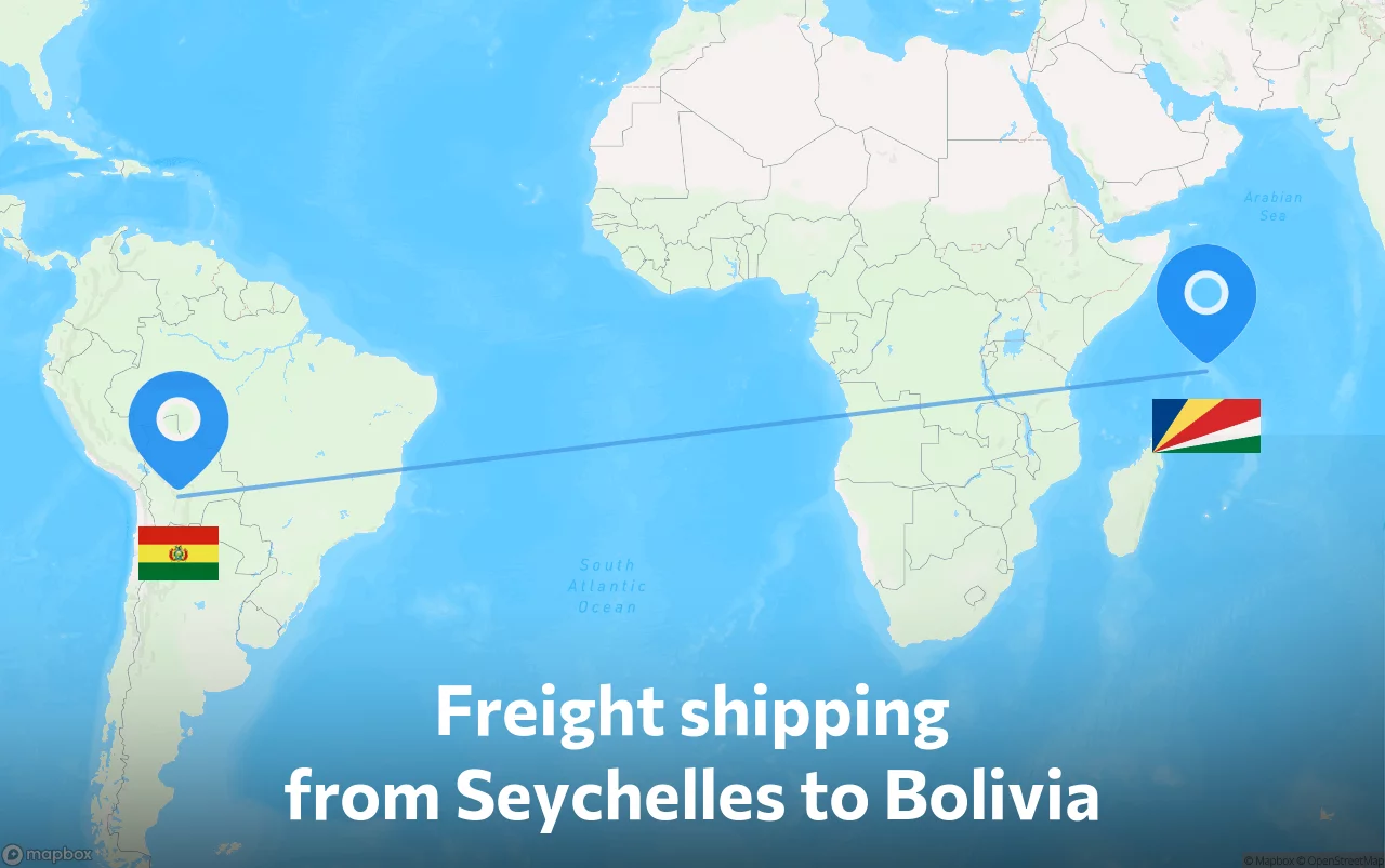 Shipping route from Seychelles to Bolivia