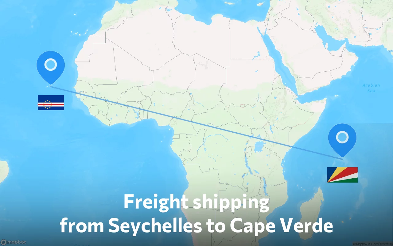 Shipping route from Seychelles to Cape Verde