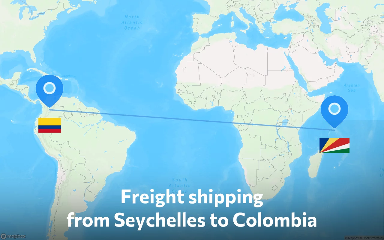 Shipping route from Seychelles to Colombia