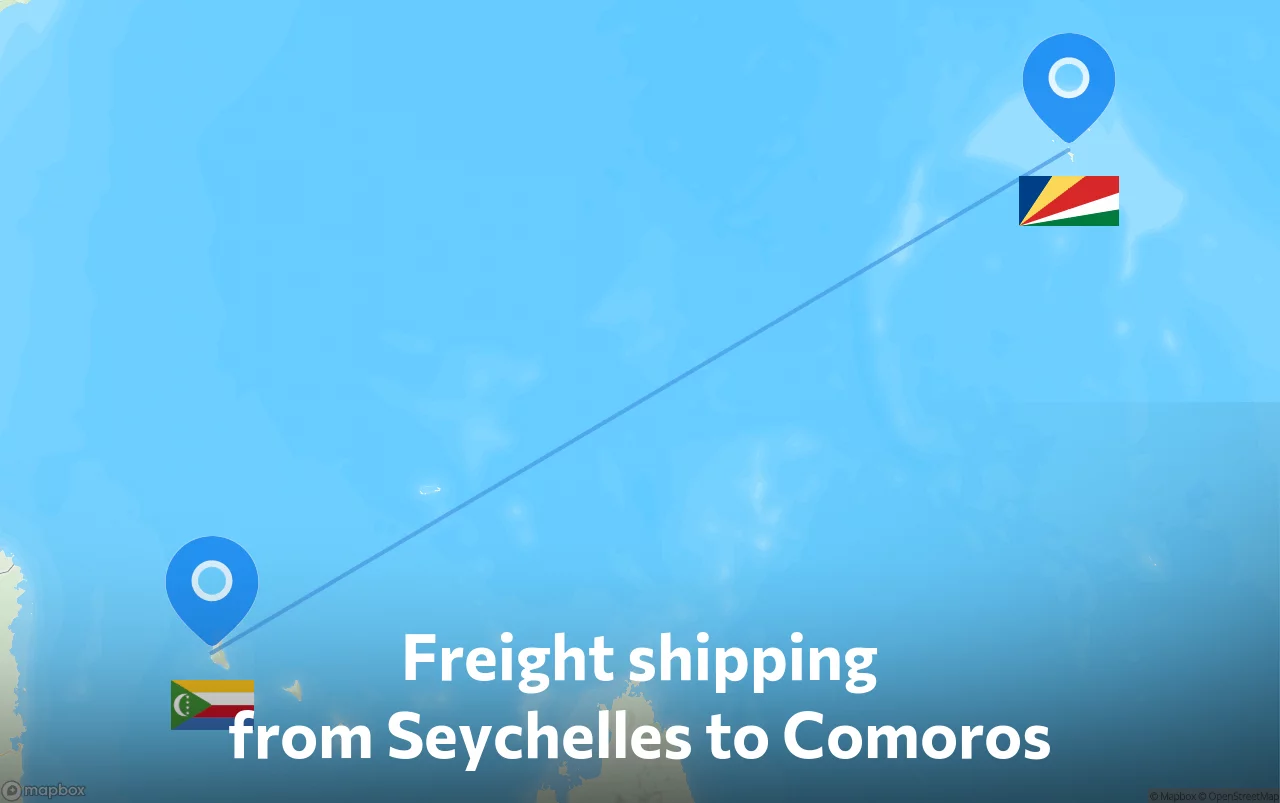 Shipping route from Seychelles to Comoros